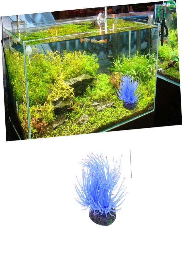 CIYODO Artificial Coral Ornament for Fish Tank Decoration Lifelike Sea Anemone with Steady Base Aquarium Accessory for Water Landscape Decor Soft - Image 5